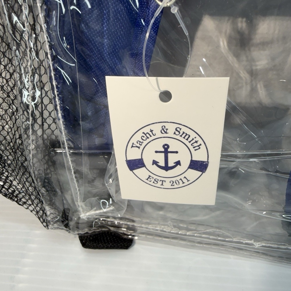 Yacht & Smith Clear & Blue Padded Straps  Plastic Backpack 17" Double Zipper NWT - Picture 3 of 8